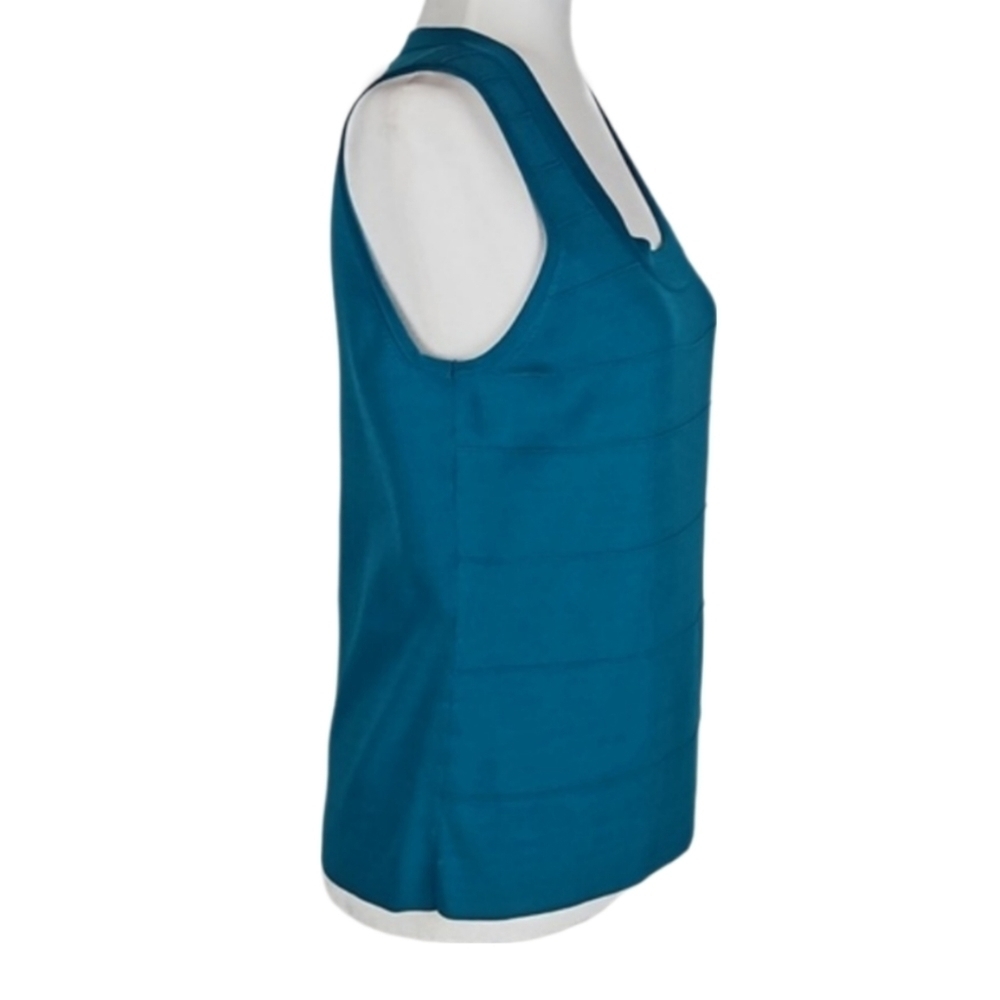 Spense Knit Stretch Tank Top Scoop Neck Teal Green Classic Chic Women's Size L - Picture 2 of 6